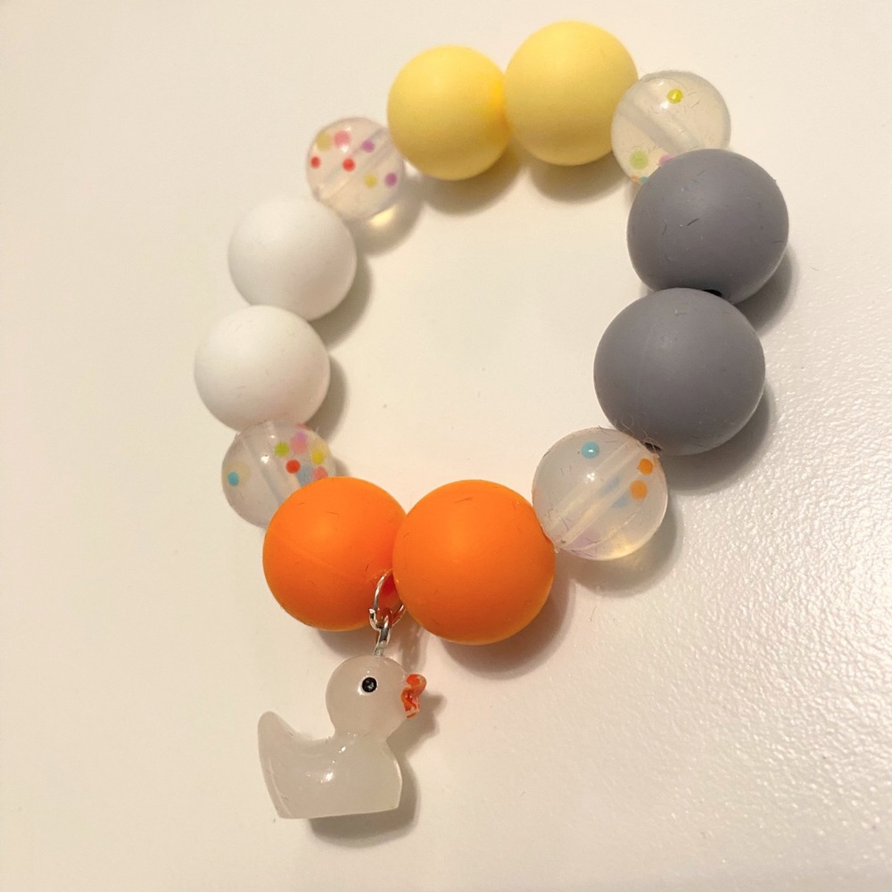 Colorful Beaded Kids Bracelet with Duck Charm